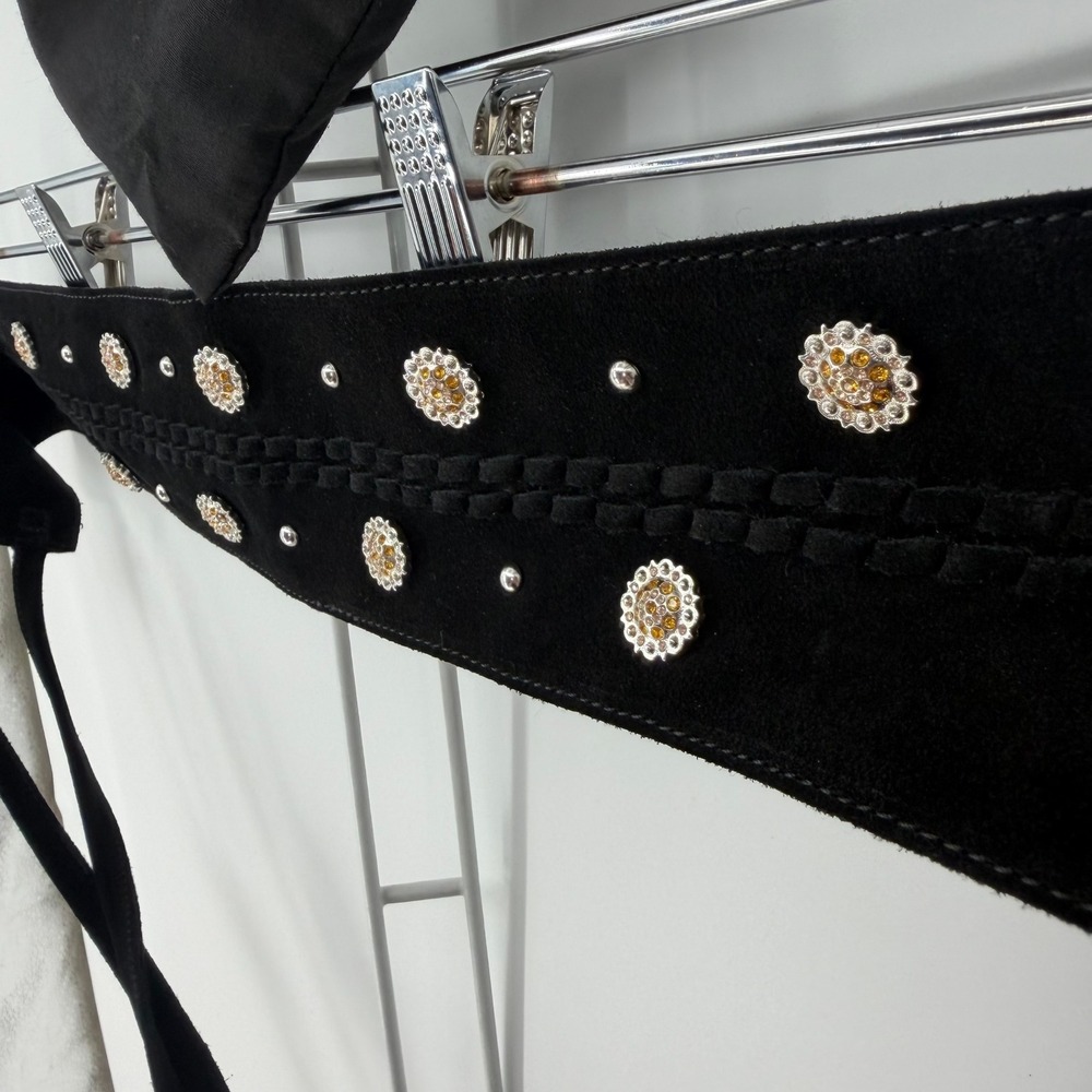 Maje Suede Wrap Belt Womens TU Black Studded Tassel Boho Western Designer NWT - Picture 8 of 8